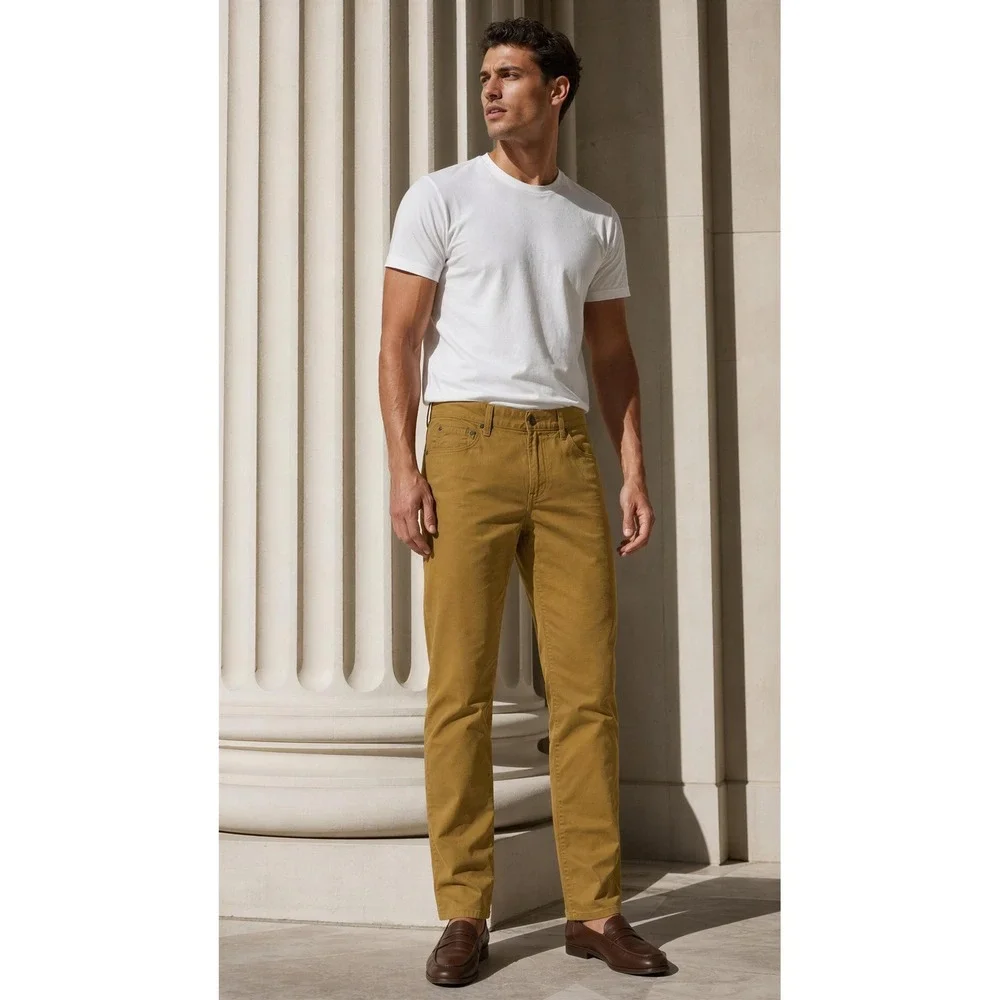 Levis 505 Regular Fit Straight Leg Pants Mustard Yellow Ochre 27x30 Mens